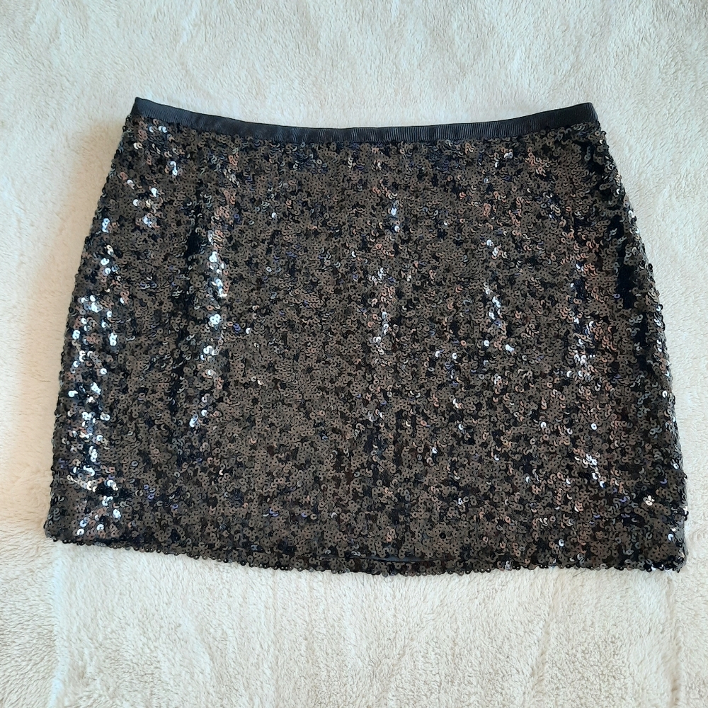 Sequin Black Mini Skirt Womens Size 6 Sparkle Holiday Club Birthday London Jean